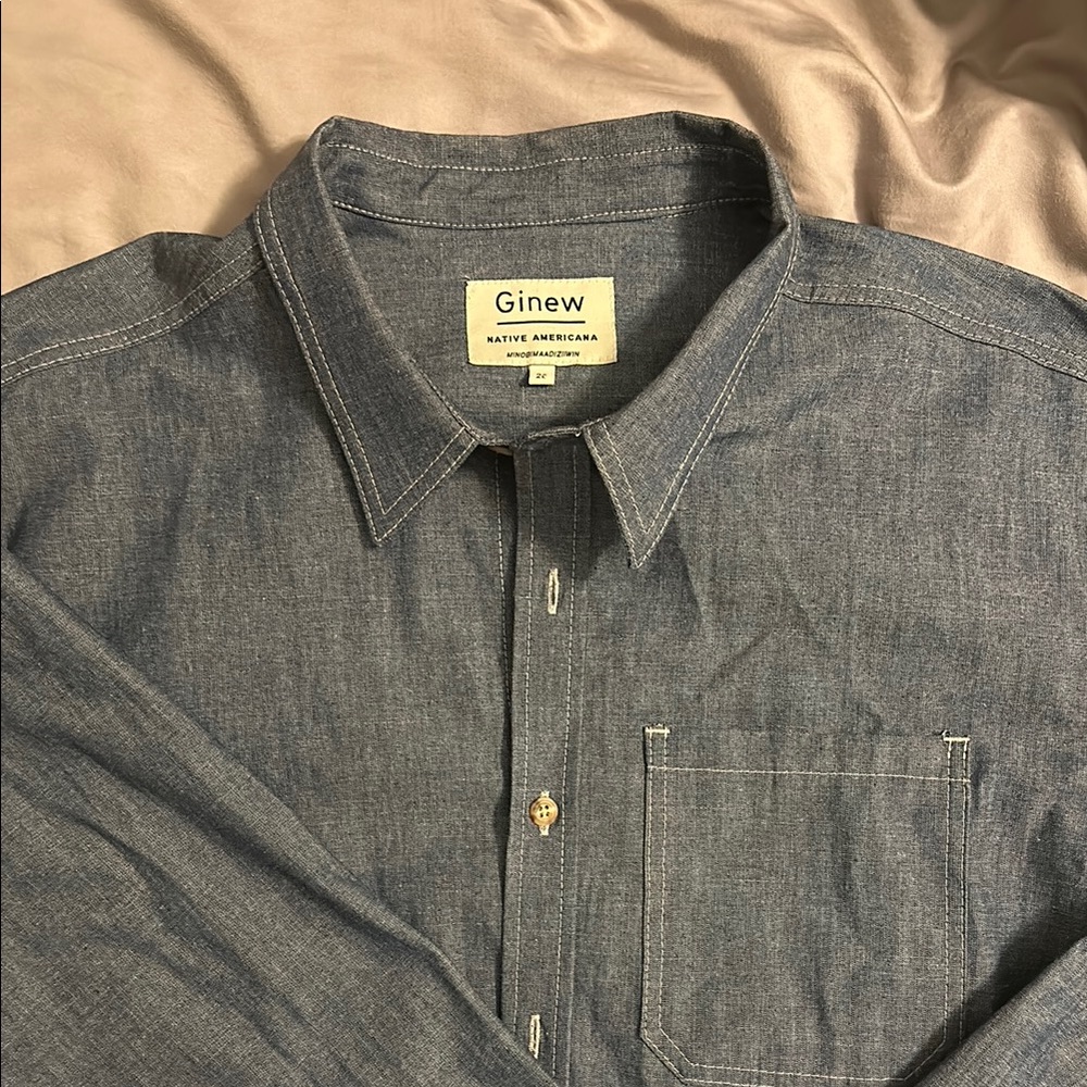 Ginew Mohican Crew Shirt Chambray 2XL / XXL, NWOT, Made in the USA, Quality!